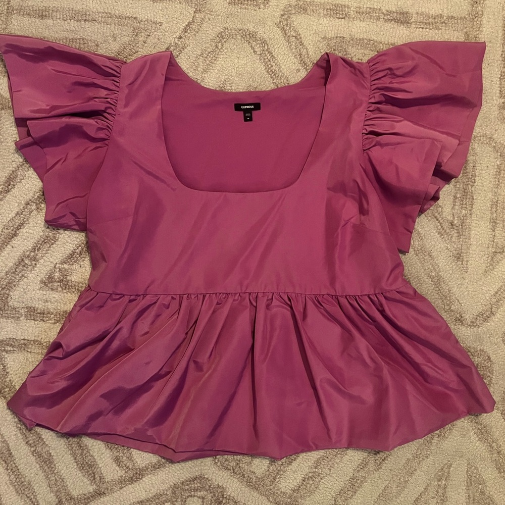 Express Violet Ruffled Top